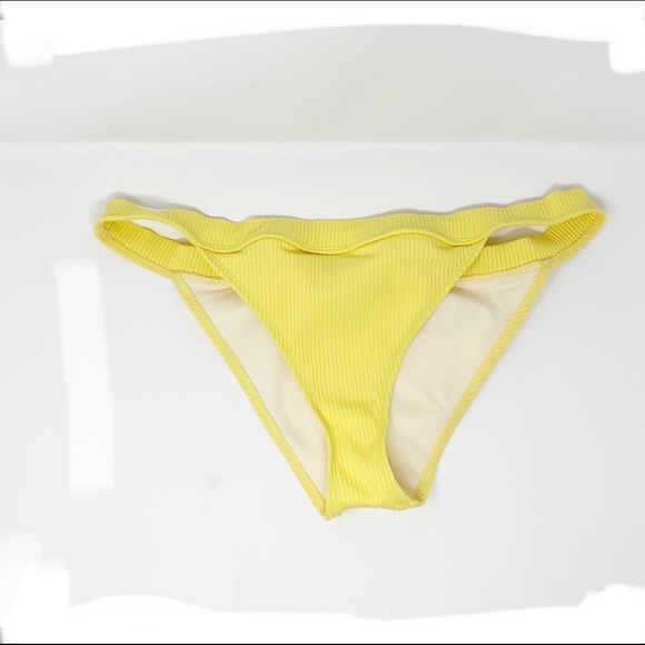 ASOS SWIM Yellow Ribbed Cheeky Bikini Bottom - Picture 3 of 5